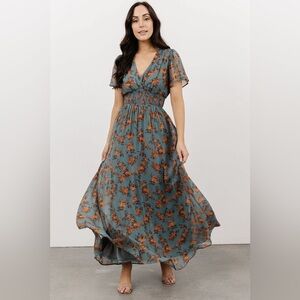Baltic Born - Birdie Maxi Dress | Dusty Blue Floral - 1XL